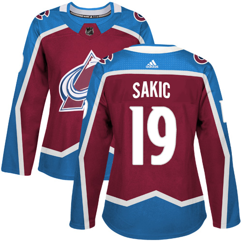 Adidas Colorado Avalanche #19 Joe Sakic Burgundy Home Authentic Women Stitched NHL Jersey->women nhl jersey->Women Jersey